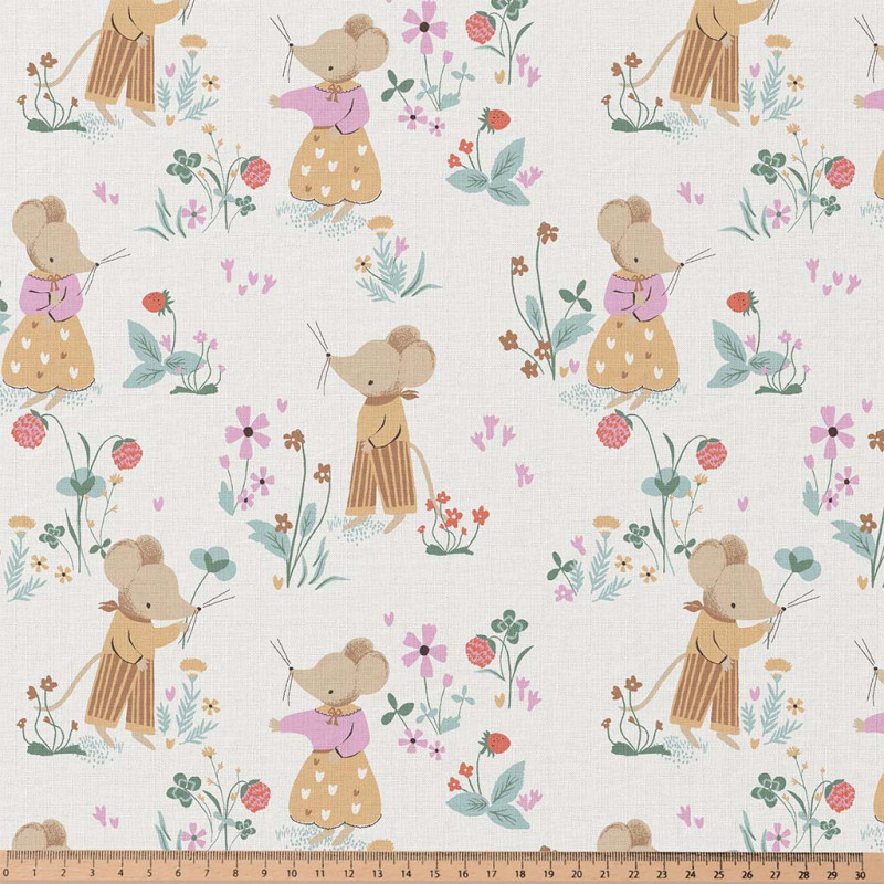 Printed Cotton MAHAUT Ecru / Orange